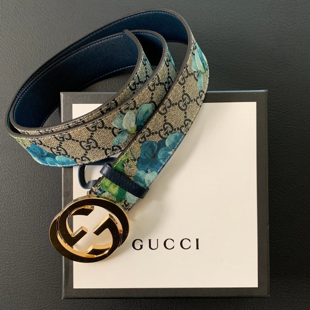 NWOT: Gucci - 'Blooms' Belt with Gold GG Buckle